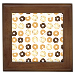 Donuts Pattern With Bites Bright Pastel Blue And Brown Cropped Sweatshirt Framed Tiles by genx