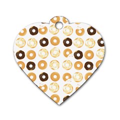 Donuts Pattern With Bites Bright Pastel Blue And Brown Cropped Sweatshirt Dog Tag Heart (two Sides) by genx