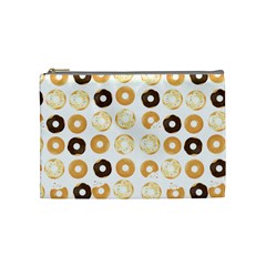 Donuts Pattern With Bites Bright Pastel Blue And Brown Cropped Sweatshirt Cosmetic Bag (medium) by genx