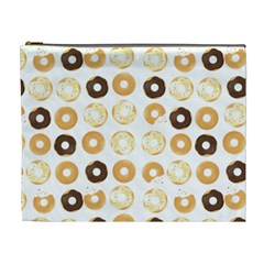 Donuts Pattern With Bites Bright Pastel Blue And Brown Cropped Sweatshirt Cosmetic Bag (xl) by genx