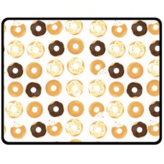 Donuts Pattern With Bites Bright Pastel Blue And Brown Cropped Sweatshirt Double Sided Fleece Blanket (medium)  by genx