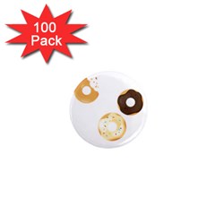 Donuts Pattern With Bites 3xframe Donuts Pattern With Bites Dark Brown Background Onlydonuts Pattern With Bites Brown And Beige Chocolate Doughnuts 1  Mini Magnets (100 Pack)  by genx