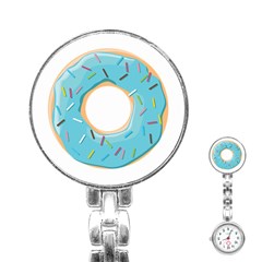 Pastel Blue Donut With Rainbow Candies Stainless Steel Nurses Watch by genx