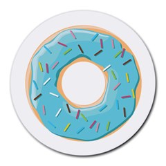 Pastel Blue Donut With Rainbow Candies Round Mousepads by genx