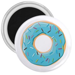 Pastel Blue Donut With Rainbow Candies 3  Magnets by genx