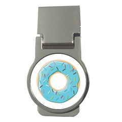 Pastel Blue Donut With Rainbow Candies Money Clips (round)  by genx