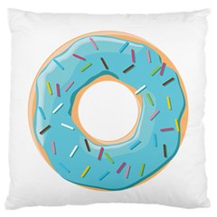 Pastel Blue Donut With Rainbow Candies Large Flano Cushion Case (two Sides) by genx
