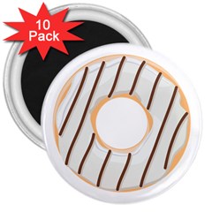 Donut Pattern Alone Cream Frame Donut Pattern Alone Cream Brown Background Only 3  Magnets (10 Pack)  by genx