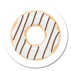 Donut Pattern Alone Cream Frame Donut Pattern Alone Cream Brown Background Only Magnet 5  (round) by genx