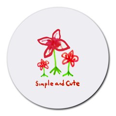 Flowers And Cute Phrase Pencil Drawing Round Mousepads by dflcprintsclothing
