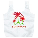 Flowers And Cute Phrase Pencil Drawing Full Print Recycle Bag (XL) Back