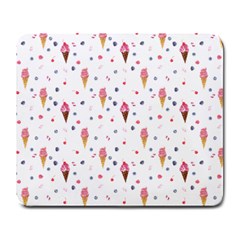 Ice Cream Cones Watercolor With Fruit Berries And Cherries Summer Pattern Large Mousepads by genx