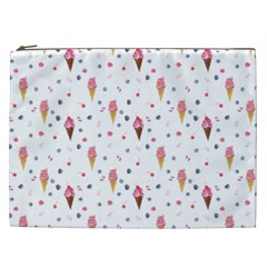 Ice Cream Cones Watercolor With Fruit Berries And Cherries Summer Pattern Cosmetic Bag (xxl) by genx