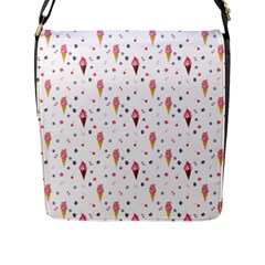 Ice Cream Cones Watercolor With Fruit Berries And Cherries Summer Pattern Flap Closure Messenger Bag (l) by genx