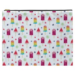 Popsicle Juice Watercolor With Fruit Berries And Cherries Summer Pattern Cosmetic Bag (xxxl) by genx