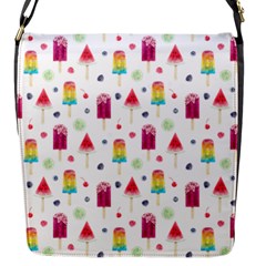 Popsicle Juice Watercolor With Fruit Berries And Cherries Summer Pattern Flap Closure Messenger Bag (s) by genx