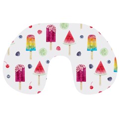 Popsicle Juice Watercolor With Fruit Berries And Cherries Summer Pattern Travel Neck Pillows by genx