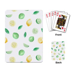 Lemon And Limes Yellow Green Watercolor Fruits With Citrus Leaves Pattern Playing Cards Single Design by genx