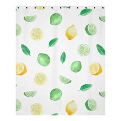 Lemon And Limes Yellow Green Watercolor Fruits With Citrus Leaves Pattern Shower Curtain 60  X 72  (medium)  by genx