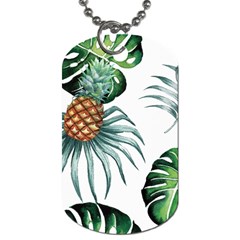 Pineapple Tropical Jungle Giant Green Leaf Watercolor Pattern Dog Tag (one Side) by genx