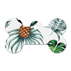 Pineapple Tropical Jungle Giant Green Leaf Watercolor Pattern Dog Tag Bone (one Side) by genx