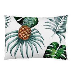 Pineapple Tropical Jungle Giant Green Leaf Watercolor Pattern Pillow Case by genx