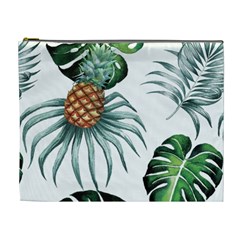 Pineapple Tropical Jungle Giant Green Leaf Watercolor Pattern Cosmetic Bag (xl) by genx