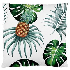 Pineapple Tropical Jungle Giant Green Leaf Watercolor Pattern Large Cushion Case (one Side) by genx