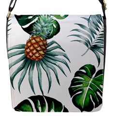 Pineapple Tropical Jungle Giant Green Leaf Watercolor Pattern Flap Closure Messenger Bag (s) by genx