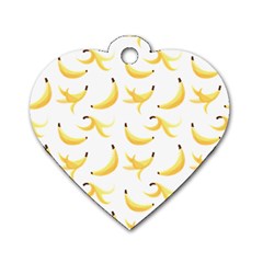 Yellow Banana And Peels Pattern With Polygon Retro Style Dog Tag Heart (one Side) by genx