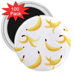 Yellow Banana And Peels Pattern With Polygon Retro Style 3  Magnets (100 Pack) by genx