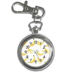Yellow Banana And Peels Pattern With Polygon Retro Style Key Chain Watches by genx