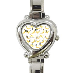 Yellow Banana And Peels Pattern With Polygon Retro Style Heart Italian Charm Watch by genx