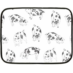 Pigs Handrawn Black And White Square13k Black Pattern Skull Bats Vintage K Fleece Blanket (mini) by genx