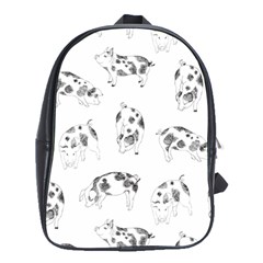 Pigs Handrawn Black And White Square13k Black Pattern Skull Bats Vintage K School Bag (large) by genx