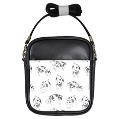 Pigs Handrawn Black And White Square13k Black Pattern Skull Bats Vintage K Girls Sling Bag by genx