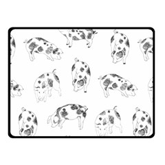 Pigs Handrawn Black And White Square13k Black Pattern Skull Bats Vintage K Double Sided Fleece Blanket (small)  by genx
