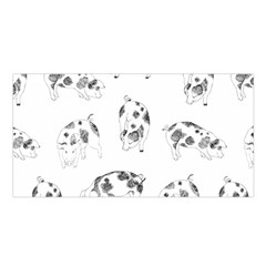 Pigs Handrawn Black And White Square13k Black Pattern Skull Bats Vintage K Satin Shawl by genx