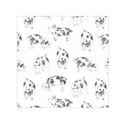 Pigs Handrawn Black And White Square13k Black Pattern Skull Bats Vintage K Small Satin Scarf (square) by genx