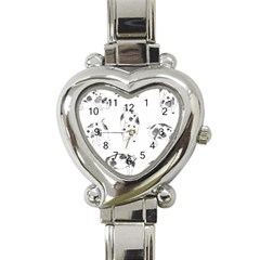 Pig Pattern Hand Drawn With Funny Cow Spots Black And White Heart Italian Charm Watch by genx