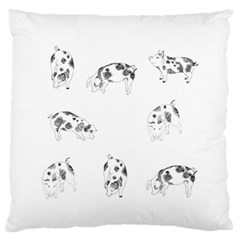 Pig Pattern Hand Drawn With Funny Cow Spots Black And White Standard Flano Cushion Case (two Sides) by genx