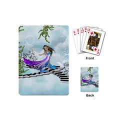 Cute Fairy Dancing On A Piano Playing Cards (mini) by FantasyWorld7