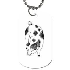 Pig Sniffing Hand Drawn With Funny Cow Spots Black And White Dog Tag (one Side) by genx