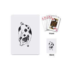 Pig Sniffing Hand Drawn With Funny Cow Spots Black And White Playing Cards (mini) by genx