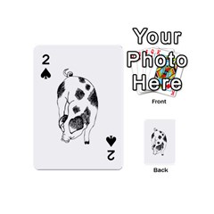 Pig Sniffing Hand Drawn With Funny Cow Spots Black And White Playing Cards 54 (mini) by genx