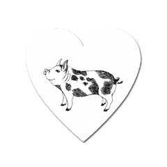 Pig Smiling Head Up Hand Drawn With Funny Cow Spots Black And White Heart Magnet by genx