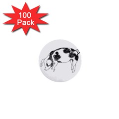 Pig Floppy Ears Hand Drawn With Funny Cow Spots Black And White 1  Mini Buttons (100 Pack)  by genx