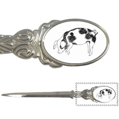 Pig Floppy Ears Hand Drawn With Funny Cow Spots Black And White Letter Opener by genx