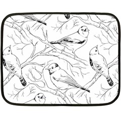 Birds Hand Drawn Outline Black And White Vintage Ink Double Sided Fleece Blanket (mini)  by genx