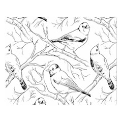 Birds Hand Drawn Outline Black And White Vintage Ink Double Sided Flano Blanket (large)  by genx